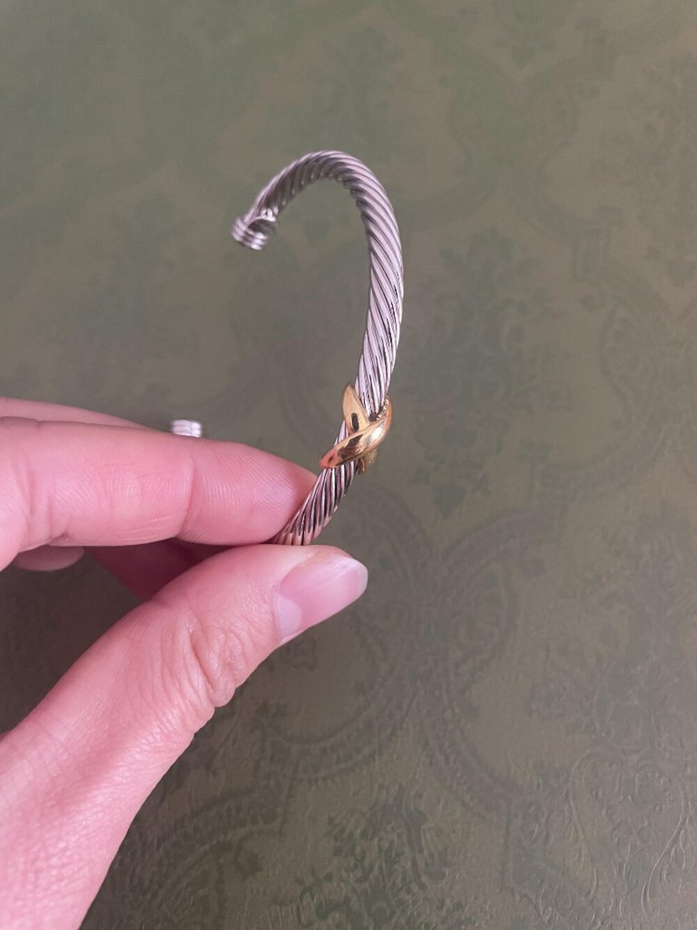 David Yurman X Station Bracelet in Sterling Silver with 14K Yellow Gold Size M